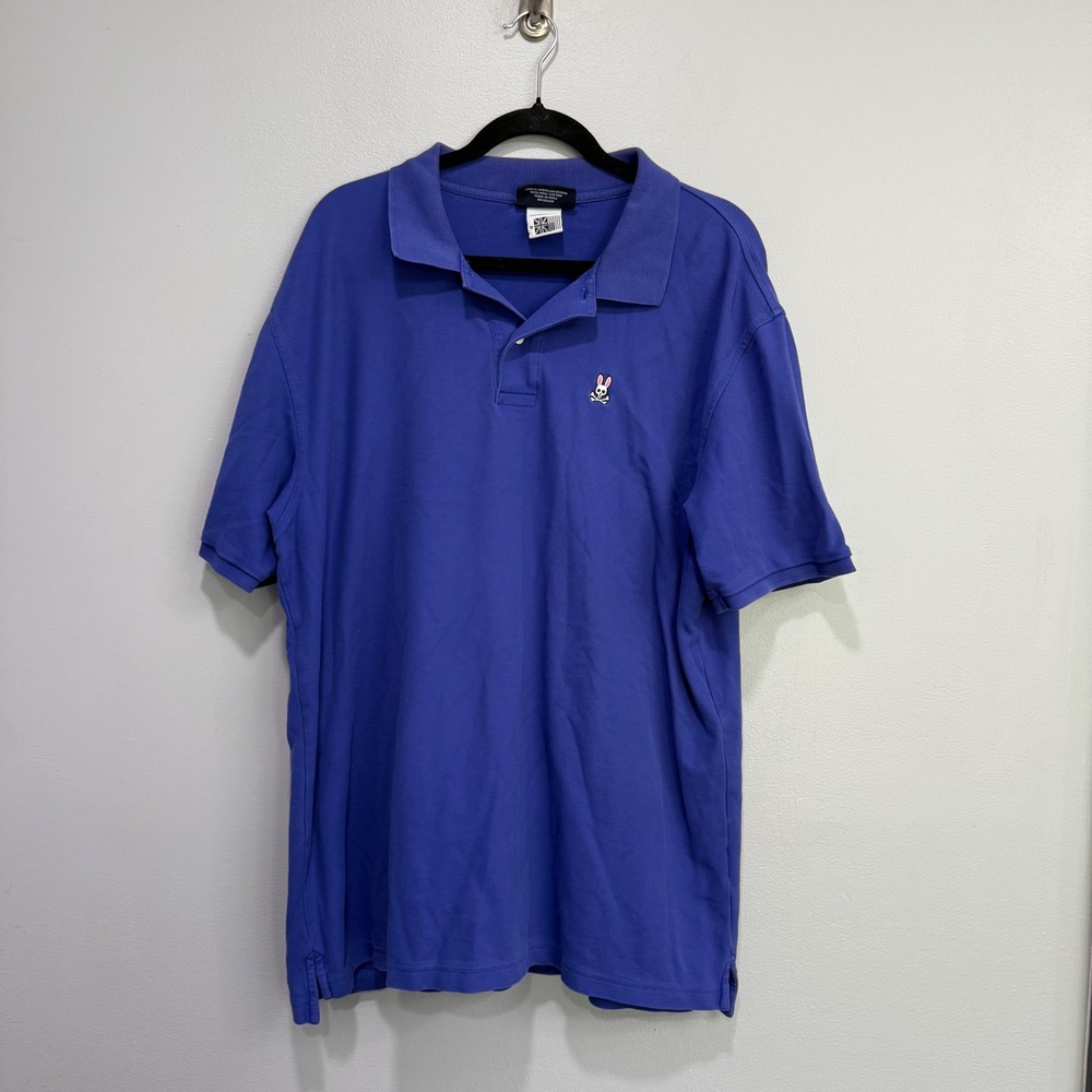 Psycho Bunny Mens Blue Pima Cotton Short Sleeve Polo Shirt Size 9  XXXL 3x
